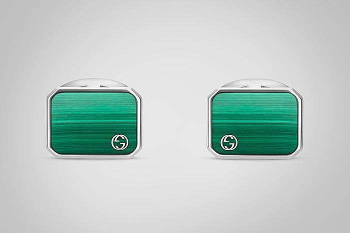 Gucci cufflinks in silver and malachite Image