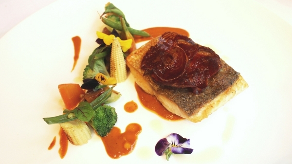 Pan-Fried Royal Seabream served over chorizo with lobster and foie gras sauce (HK$398) Image