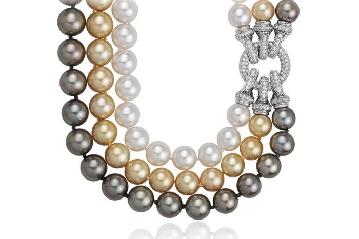 Blue Nile Triple Strand Cultured Pearl Necklace Image