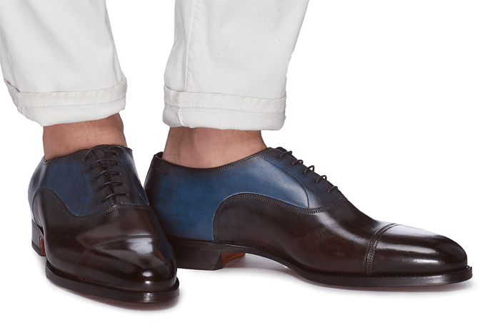 SANTONI - Colourblock Leather Oxfords Image