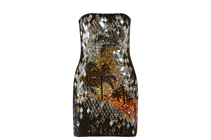 BALMAIN - Sequin-embellished strapless mini dress Image