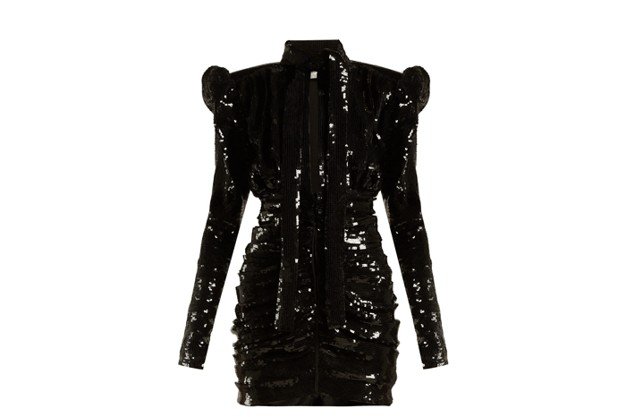 SAINT LAURENT - Puff-sleeve sequinned mini dress Image