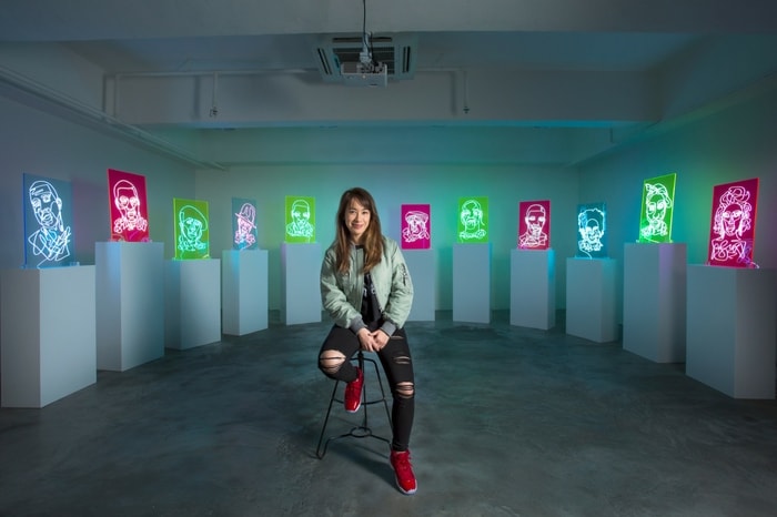 Neon Rap Portraits by local mixed-media talent Natalie Wong