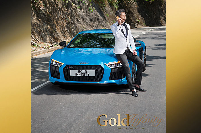 Mr M and the Audi R8 V10 help spotlight the unique Gold Infinity phone