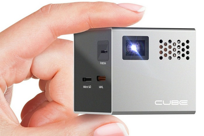 RIF6 CUBE is a mobile projector that fits into your pocket