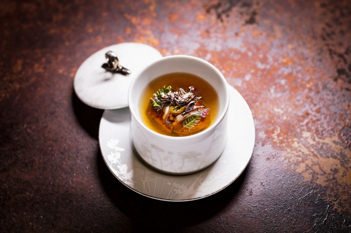 Black abalone with shiitake consommé