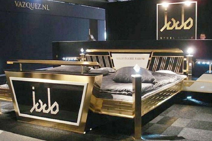 The Jado Jado Steel Style Gold Bed perfectly blends luxury and technology