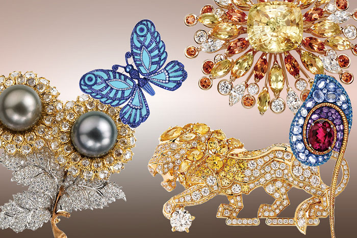 Whether set with diamonds or decked with sapphires, the brooch is the jewellery du jour