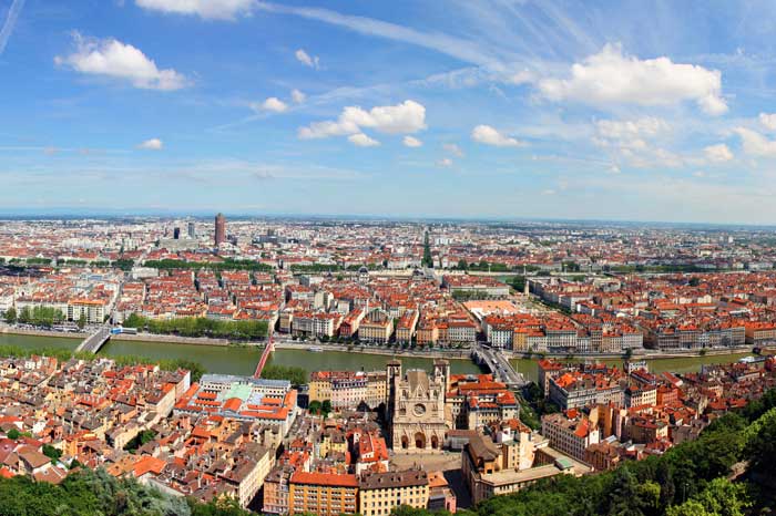 Panoramic views of Lyon from Fourviere Hill