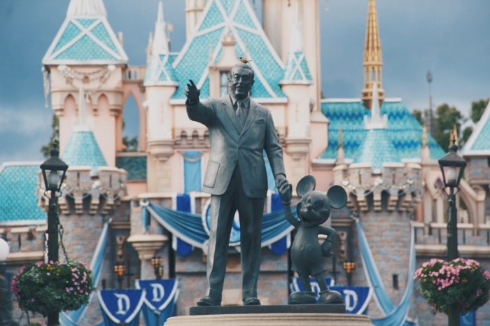 Statue of Walt Disney and Mickey Mouse at Disneyland