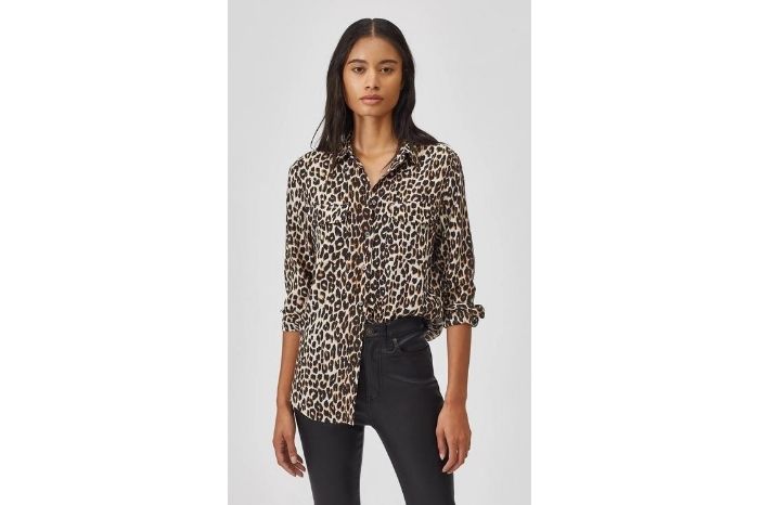 Equipment Slim Signature silk shirt in leopard print style your pyjama for your zoom meeting gafencu 1