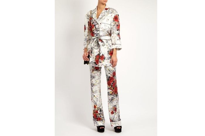 Floral print silk satin twill pyjama set style your pyjama for your zoom meeting gafencu (2)